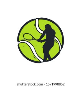Tennis ball with player inside. Vector illustration