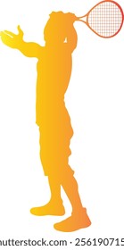 Tennis Ball Player Silhouette in Gradient Color. Vector Illustration Isolated on White Background