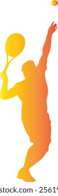 Tennis Ball Player Silhouette in Gradient Color. Vector Illustration Isolated on White Background