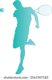 Tennis Ball Player Silhouette in Gradient Color. Vector Illustration Isolated on White Background
