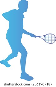 Tennis Ball Player Silhouette in Gradient Color. Vector Illustration Isolated on White Background