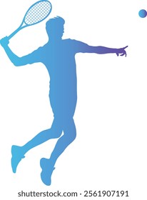 Tennis Ball Player Silhouette in Gradient Color. Vector Illustration Isolated on White Background