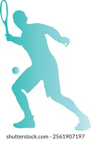 Tennis Ball Player Silhouette in Gradient Color. Vector Illustration Isolated on White Background