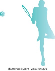 Tennis Ball Player Silhouette in Gradient Color. Vector Illustration Isolated on White Background