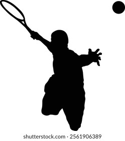 Tennis Ball Player Silhouette. Isolated on White Background. Vector Illustration