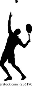 Tennis Ball Player Silhouette. Isolated on White Background. Vector Illustration