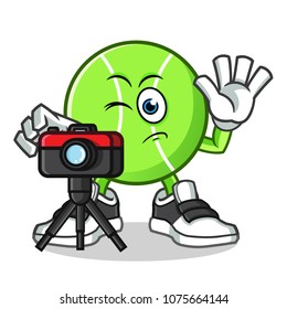tennis ball playing bowling mascot vector cartoon illustration