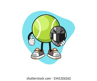 Tennis ball racer cartoon. Mascot Character vector.