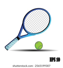 Tennis ball and racket flat icon isolated on white background.sports equipment,