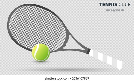 Tennis ball with Tennis racket isolated on transparent background ,  Flat Modern design , Illustration Vector  EPS 10