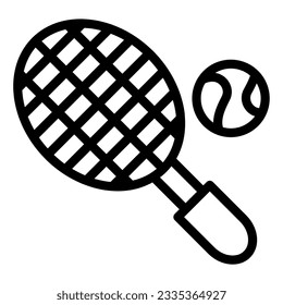 Tennis ball with racket line icon. Sport equipment vector illustration isolated on white. Tennis game outline style design, designed for web and app. Eps 10
