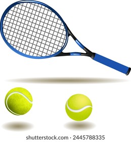 Pelota De Tenis Y Raqueta Deporte 3d Ilustración Vector