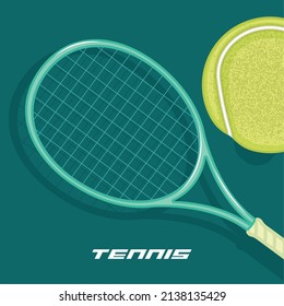 Tennis ball and racket Sport poster Vector