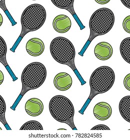 tennis ball racket sport seamless pattern