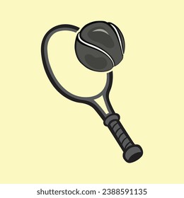pelota de tenis y raqueta en formato vectorial