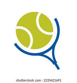bola de tenis con icono vectorial de raqueta