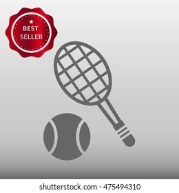 Tennis Ball and Racket Vector Icon Illustration