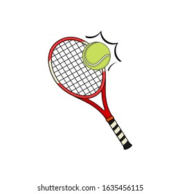 Tennis Ball and Tennis Racket vector Illustration for template design