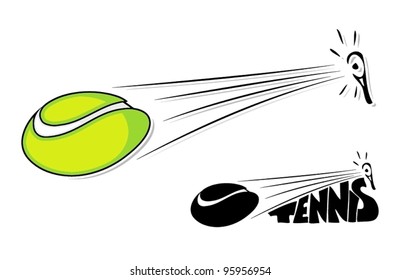 Tennis ball and racket - vector illustration