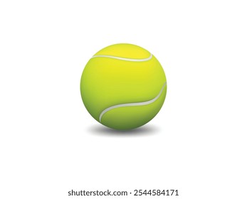 Tennis ball realistic vector illustration. 3d tennis ball on white background. Tennis Ball Realistic Vector Illustration – 3D Tennis Ball on White Background for Sports, Games, and Fitness Design