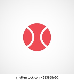 Tennis Ball Red Flat Icon On White Background