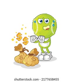 the tennis ball refuse money illustration. character vector