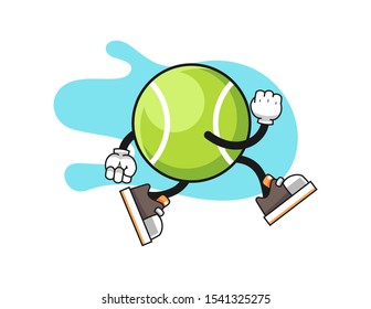 Tennis ball run cartoon. Mascot Character vector.