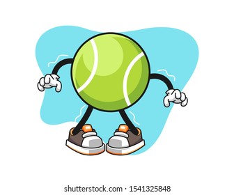 Tennis ball scare cartoon. Mascot Character vector.