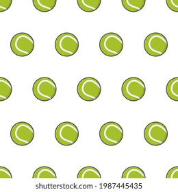 Tennis Ball Seamless Pattern On A White Background. Tennis Theme Vector Illustration