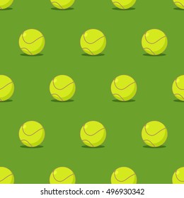 Tennis ball seamless pattern. Sports accessory ornament. Texture for athletic game with ball
