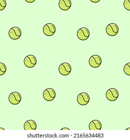 Tennis ball seamless pattern. Vector illustration of sports equipment for playing tennis