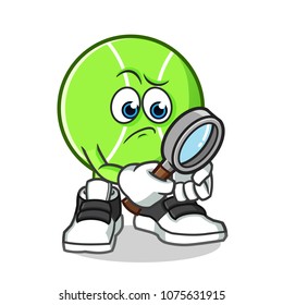 tennis ball searching mascot vector cartoon illustration