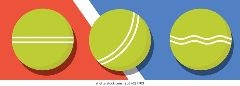 Tennis Ball set on court vector. Tennis ball vector. Tennis ball in the field.