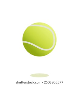 Tennis ball with shadow on white background. Sport design element. Vector illustration