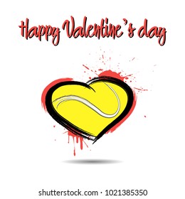 Tennis ball shaped as a heart. Happy Valentines Day. Vector illustration