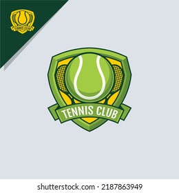 tennis ball and shield illustration .for emblem logo or sports icon