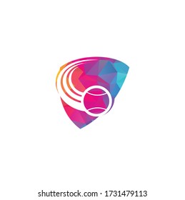 Logo del concepto de escudo de bola de tenis. Diseño del logo del tenis.