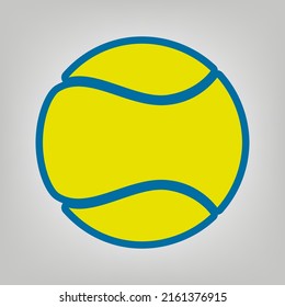 Tennis ball sign. Icon in colors of Ukraine flag (yellow, blue) at gray Background. Illustration.