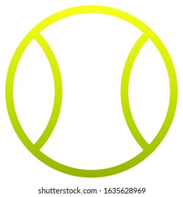 Tennis ball sign icon - realistic yellow green simple gradient outline, isolated - vector illustration