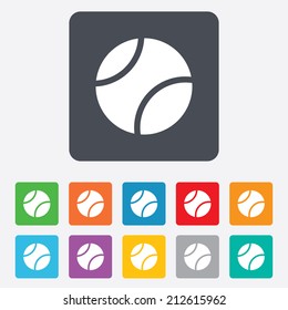 Tennis ball sign icon. Sport symbol. Rounded squares 11 buttons. Vector