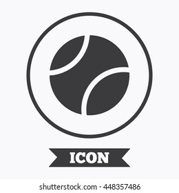 Tennis ball sign icon. Sport symbol. Graphic design element. Flat symbol in circle button. Vector