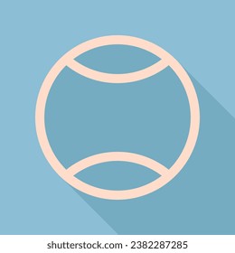 Tennis ball sign illustration. Unbleached silk Icon with very long shadow at dark sky blue background. Illustration.