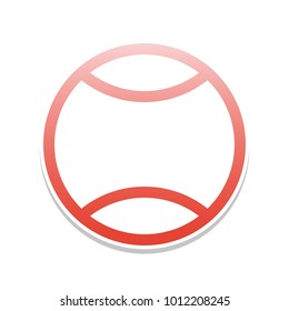 Tennis ball sign illustration. Vector. Reddish icon with white and gray shadow on white background. Isolated.