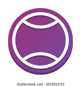 Tennis ball sign illustration. Vector. White icon with flat shadow on purpureus circle at white background. Isolated.