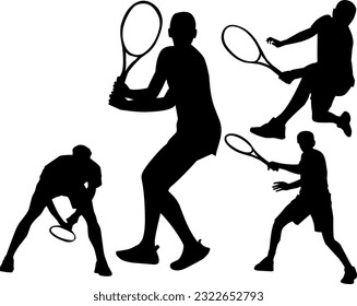 Tennis ball silhouette action sport at court illustration vector 