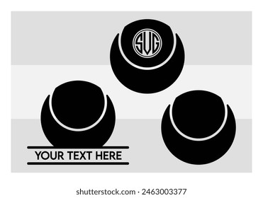 Tennis Ball, Tennis Ball Silhouette,  Sports, Tennis, Ball Image, Vector, clipart, outline, Smashing Tennis Monogram, Split Monogram, Circle Monogram