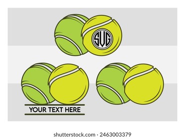 Tennis Ball, Tennis Ball Silhouette,  Sports, Tennis, Ball Image, Vector, clipart, outline, Smashing Tennis Monogram, Split Monogram, Circle Monogram