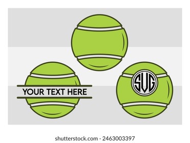 Tennisball, Tennisball Silhouette, Sport, Tennis, Ball Bild, Vektorgrafik, Clipart, Outline, Smashing Tennis Monogramm, Split Monogramm, Kreis Monogramm