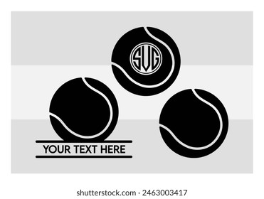 Tennis Ball, Tennis Ball Silhouette,  Sports, Tennis, Ball Image, Vector, clipart, outline, Smashing Tennis Monogram, Split Monogram, Circle Monogram