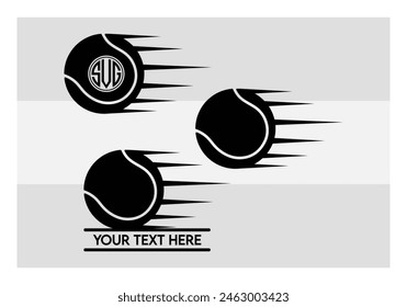 Tennis Ball, Tennis Ball Silhouette,  Sports, Tennis, Ball Image, Vector, clipart, outline, Smashing Tennis Monogram, Split Monogram, Circle Monogram